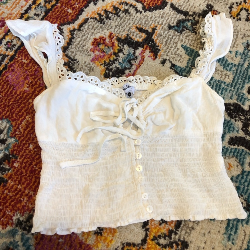 White Frill Crop Top